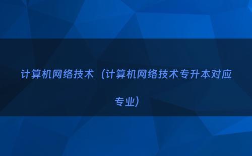 计算机网络技术（计算机网络技术专升本对应专业）