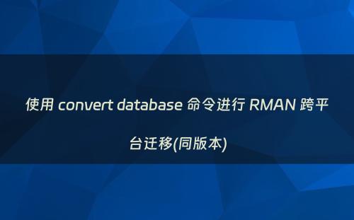 使用 convert database 命令进行 RMAN 跨平台迁移(同版本)