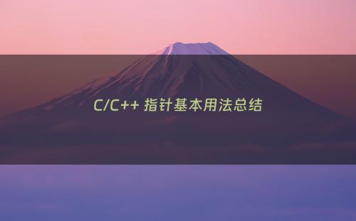 C/C++ 指针基本用法总结