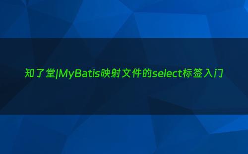 知了堂|MyBatis映射文件的select标签入门