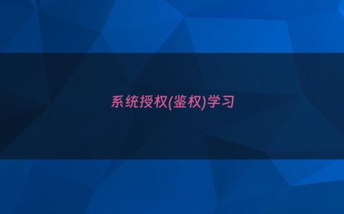 系统授权(鉴权)学习