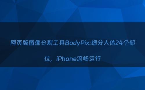 网页版图像分割工具BodyPix:细分人体24个部位，iPhone流畅运行