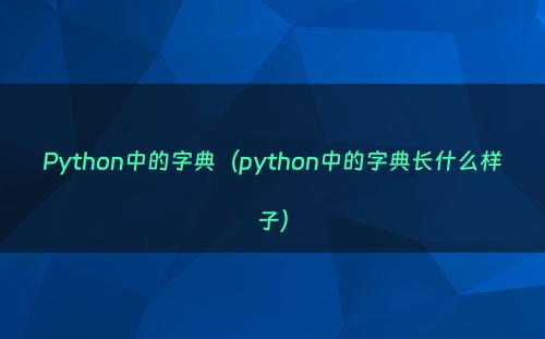 Python中的字典（python中的字典长什么样子）