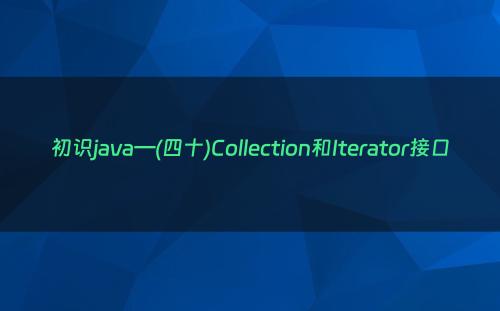 初识java—(四十)Collection和Iterator接口