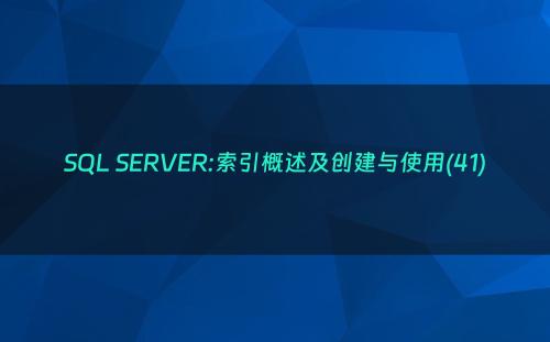 SQL SERVER:索引概述及创建与使用(41)