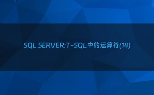 SQL SERVER:T-SQL中的运算符(14)