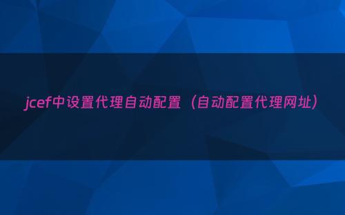 jcef中设置代理自动配置（自动配置代理网址）