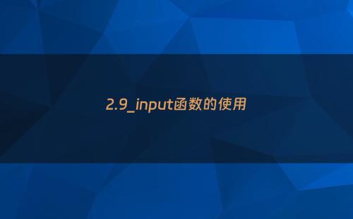 2.9_input函数的使用