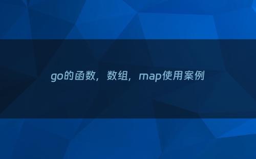 go的函数，数组，map使用案例