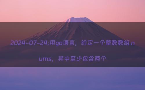 2024-07-24:用go语言，给定一个整数数组 nums，其中至少包含两个