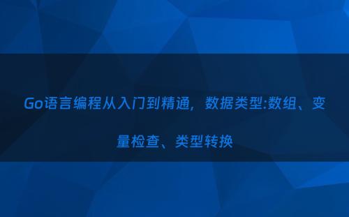 Go语言编程从入门到精通，数据类型:数组、变量检查、类型转换