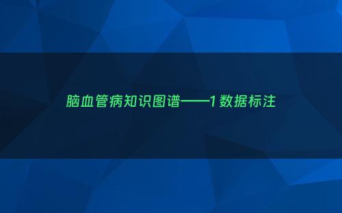脑血管病知识图谱——1 数据标注