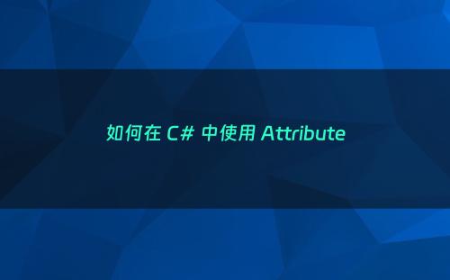 如何在 C# 中使用 Attribute