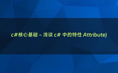 c#核心基础 - 浅谈 c# 中的特性 Attribute)