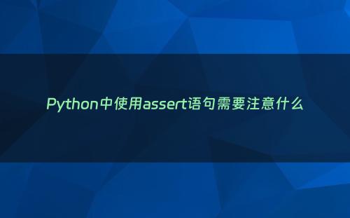 Python中使用assert语句需要注意什么
