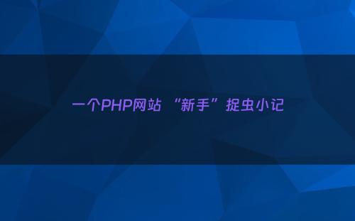 一个PHP网站 “新手”捉虫小记
