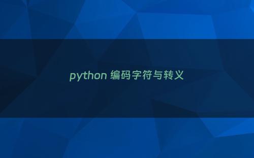 python 编码字符与转义