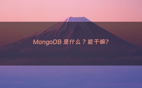 MongoDB 是什么 ? 能干嘛?