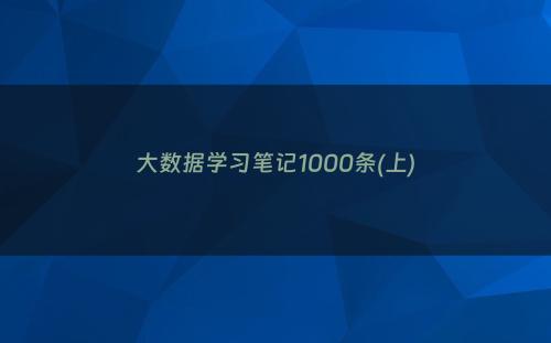 大数据学习笔记1000条(上)