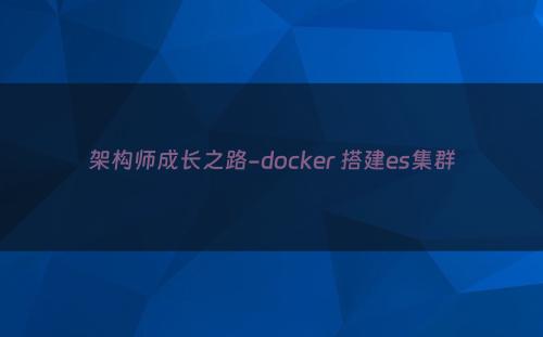 架构师成长之路-docker 搭建es集群