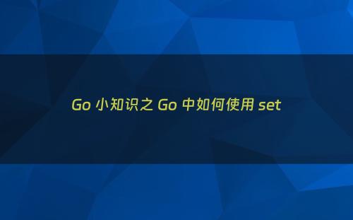 Go 小知识之 Go 中如何使用 set