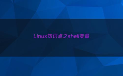 Linux知识点之shell变量