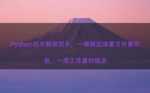 Python技术解放双手，一键搞定海量文件重命名，一周工作量秒搞定