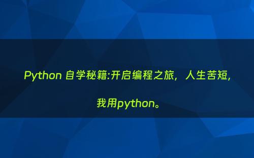 Python 自学秘籍:开启编程之旅，人生苦短，我用python。
