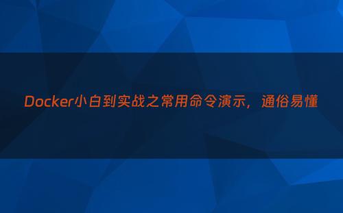 Docker小白到实战之常用命令演示，通俗易懂